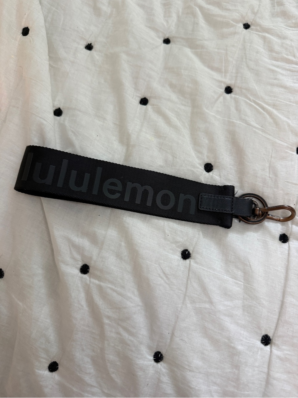 lululemon black wrist key strap with logo